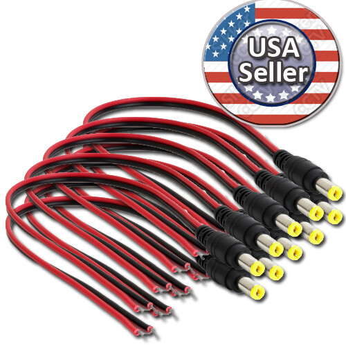 Sikker 10 X security camera 12v DC 2.1mm Power Pigtail Male M cable Plug wire