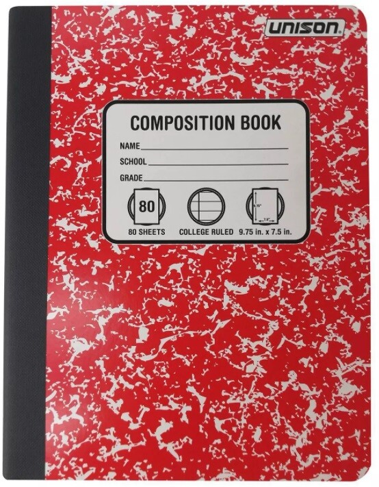 Unison Composition Notebook 4-pack - Wide Ruled - 80 pages - NEW