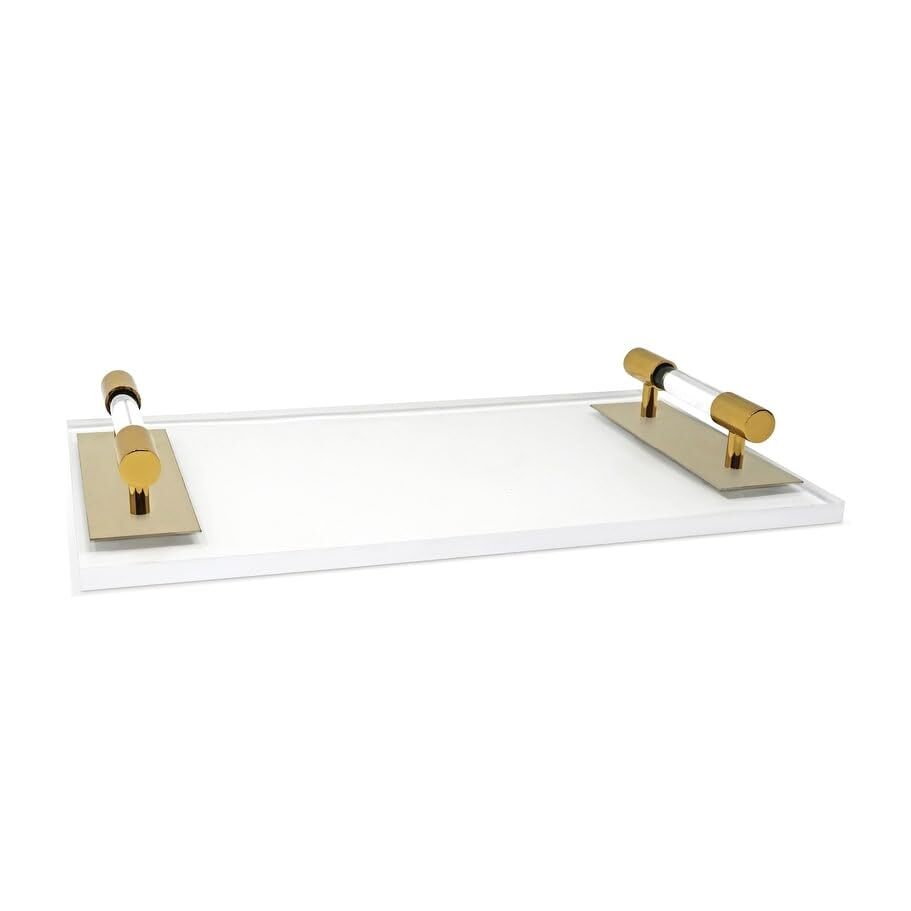 Acrylic Tray with Gold Handles Rectangle