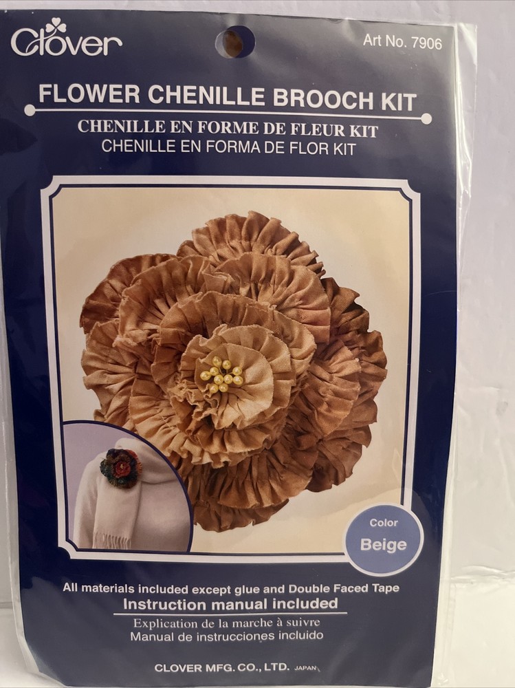 CLOVER BEIGE FLOWER CHENILLE BROOCH KIT