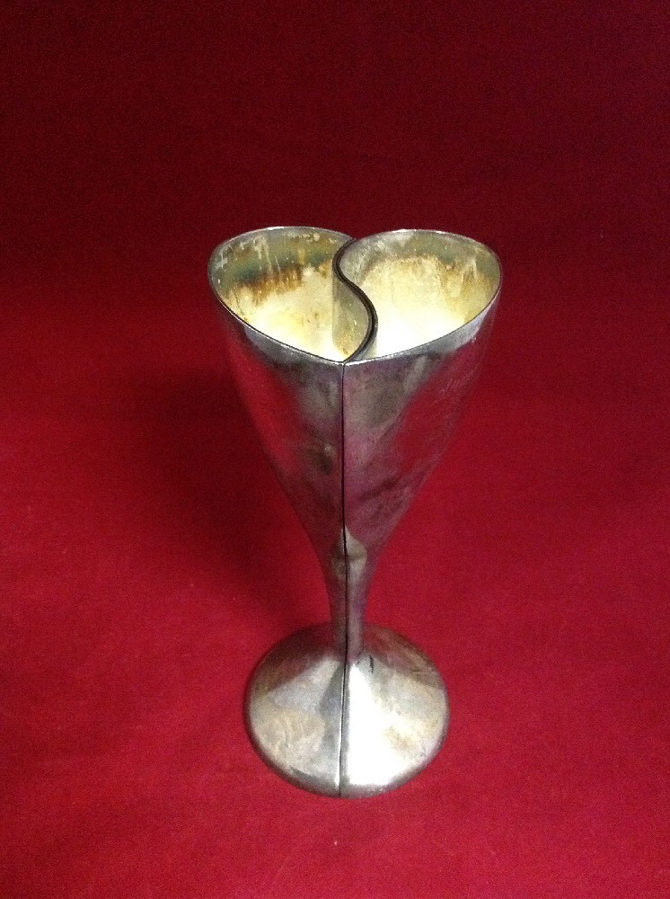 His & Her Silver Plated Inscribed Toasting Cups Z3 AM
