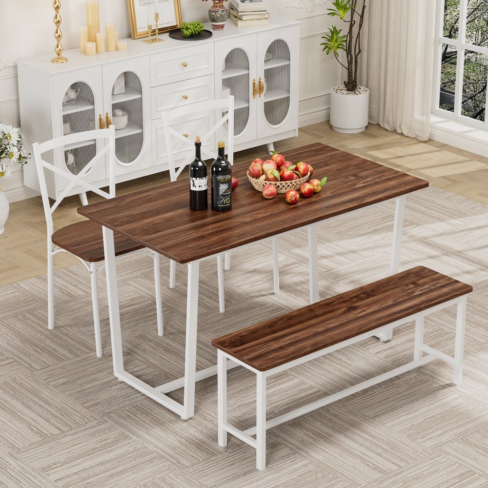Industrial 4-Pc Table Chair Set Solid Backrest Durable Style