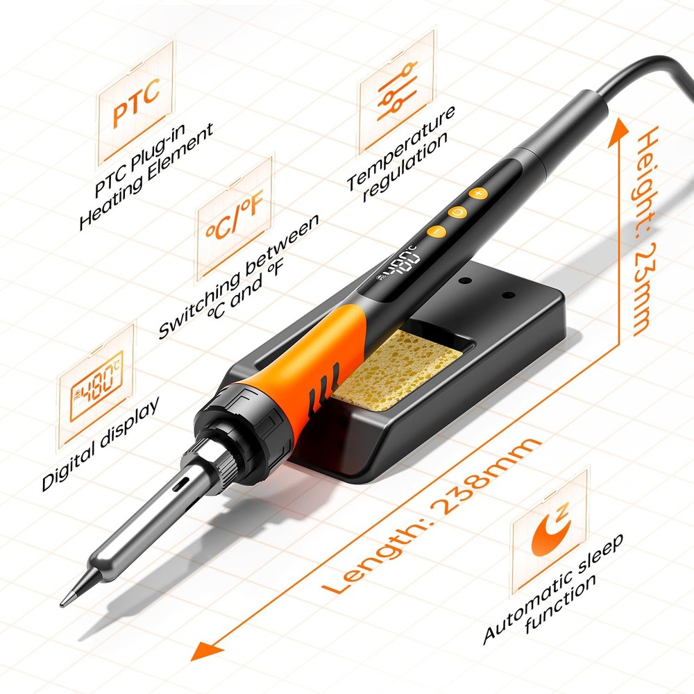 10in1 90W 110V LCD Soldering Iron Kit 5 Tips Wire Paste 180480C Temp