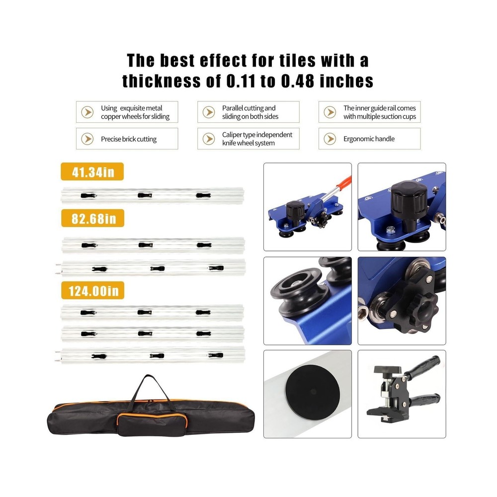 110" Large Format Manual Tile Cutter, Professional Porcelain & Ceramic Tile C...