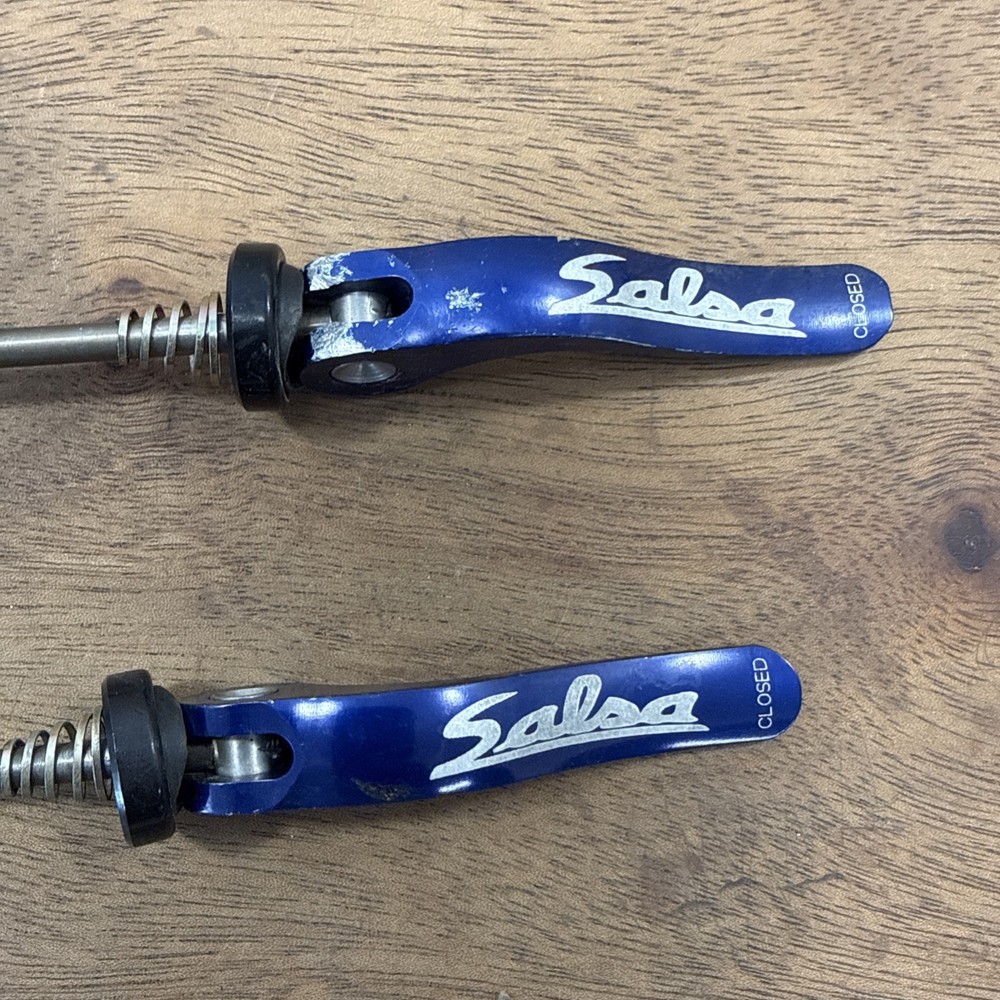 Salsa Front Rear Wheel Quick Release Skewer Pair 130/135m Blue