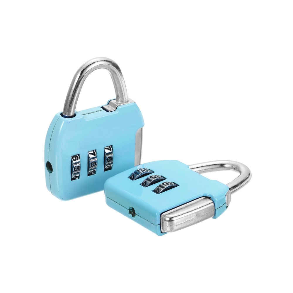 2Pcs Resettable 3 Digit Combination Lock Code Padlock, Sky Blue (47 x 36mm)