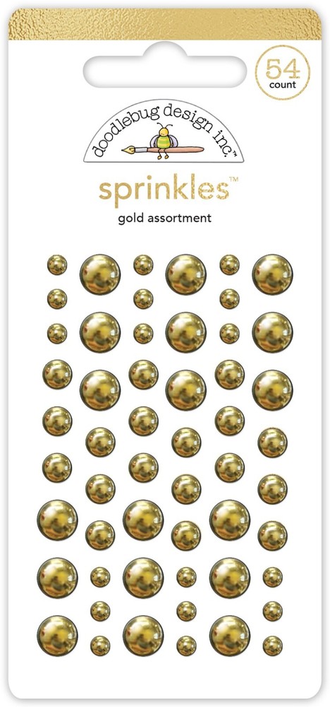 Crafts Doodlebug Sprinkles Gold Dots Assorted Sizes Self Adhesive