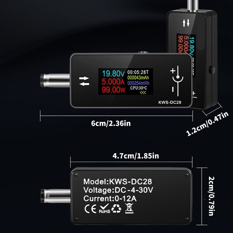 Digital Tester TFT Display DC5.5x2.5 Interface Tester for 5.5x2.5/2.1 Device