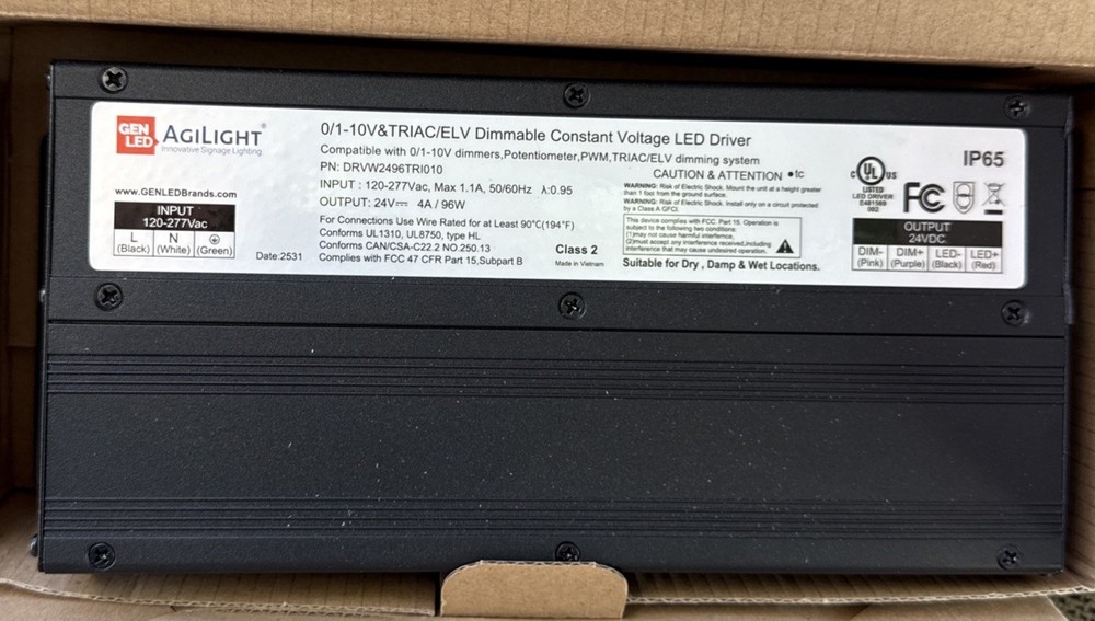 LED Driver class 2 agilight 01/-10v&triac/elev dimmable constant voltage