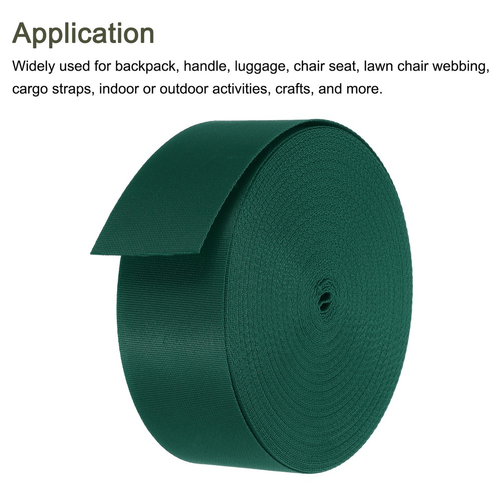 Flat Nylon Webbing Strap 2 Inch 25 Yards Dark Green for Backpack