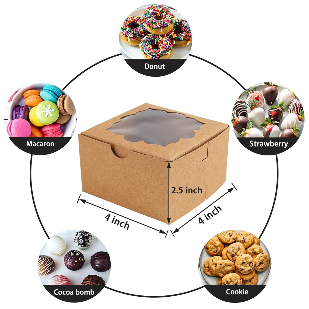 50pcs Cookie Boxes with Window Bakery Boxes Small Treat Boxes Mini Pie Boxes ...