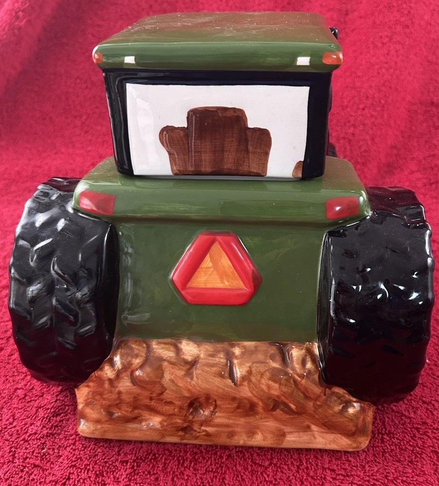 John Deere Cookie Jar Ceramic Farm Green Tractor - Gibson