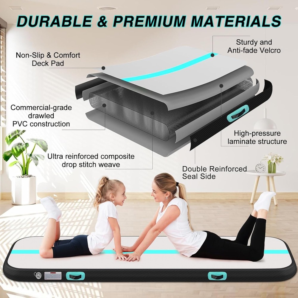 Inflatable Tumbling Track Mat Gymnastics w/ Pump