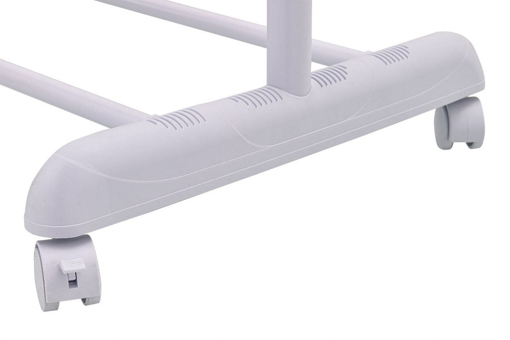 Adjustable Metal Rolling Garment Clothes Rack, Chrome & White