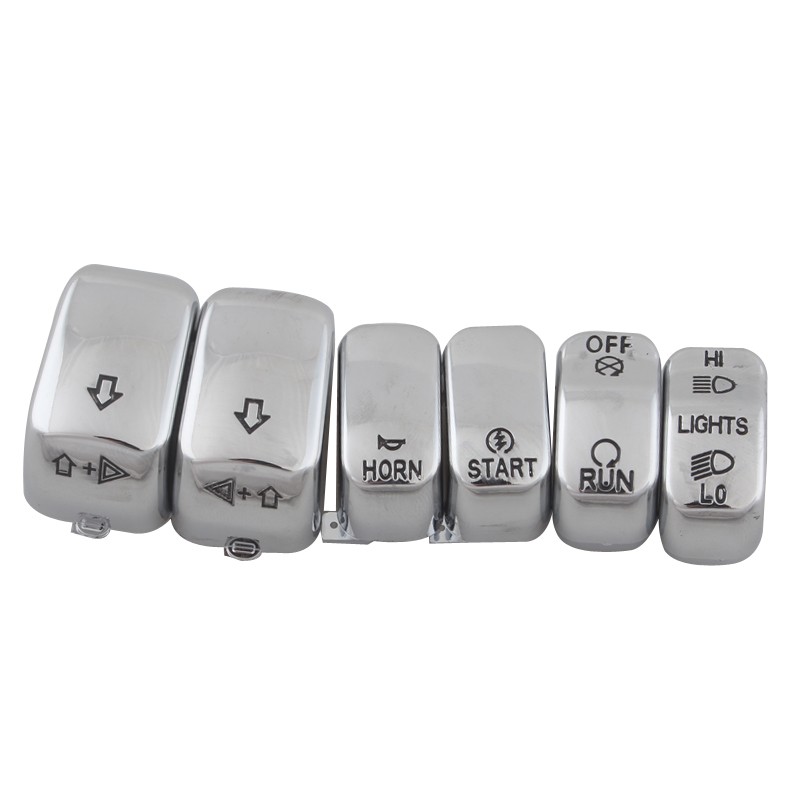 6pcs Chrome Hand Control Switch Button Cap For Harley Softail Dyna 1996-2010 US