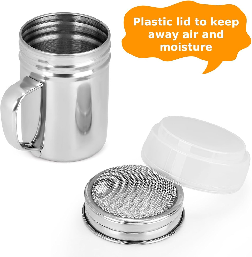 2 Pack Powdered Sugar Shaker Duster, Cinnamon Shaker Flour Sifter, Fine Mesh ...