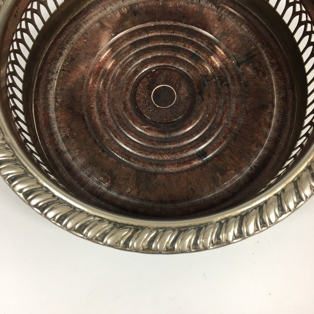Vintage Cavalier Silver Plated Pierced Bottle Coaster 16cm In Diameter