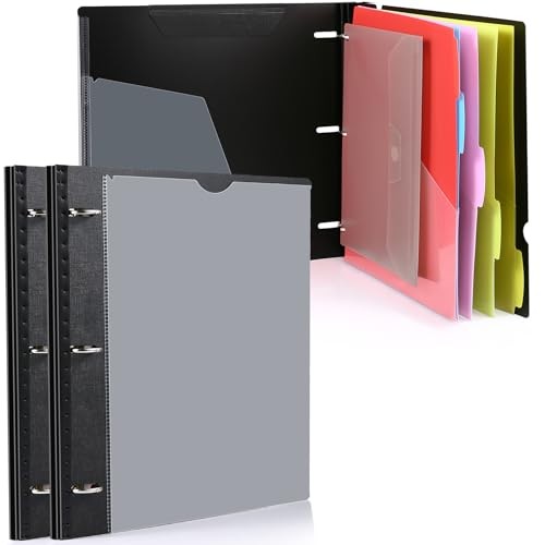 Telescoping Project Organizer 2-Pack, Refillable 3 Ring Binder 2 Pack Black