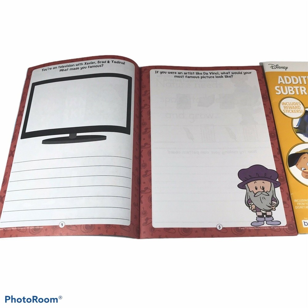 2-Pack Xavier Riddle Learning/Disney Addition & Subtraction Workbooks New