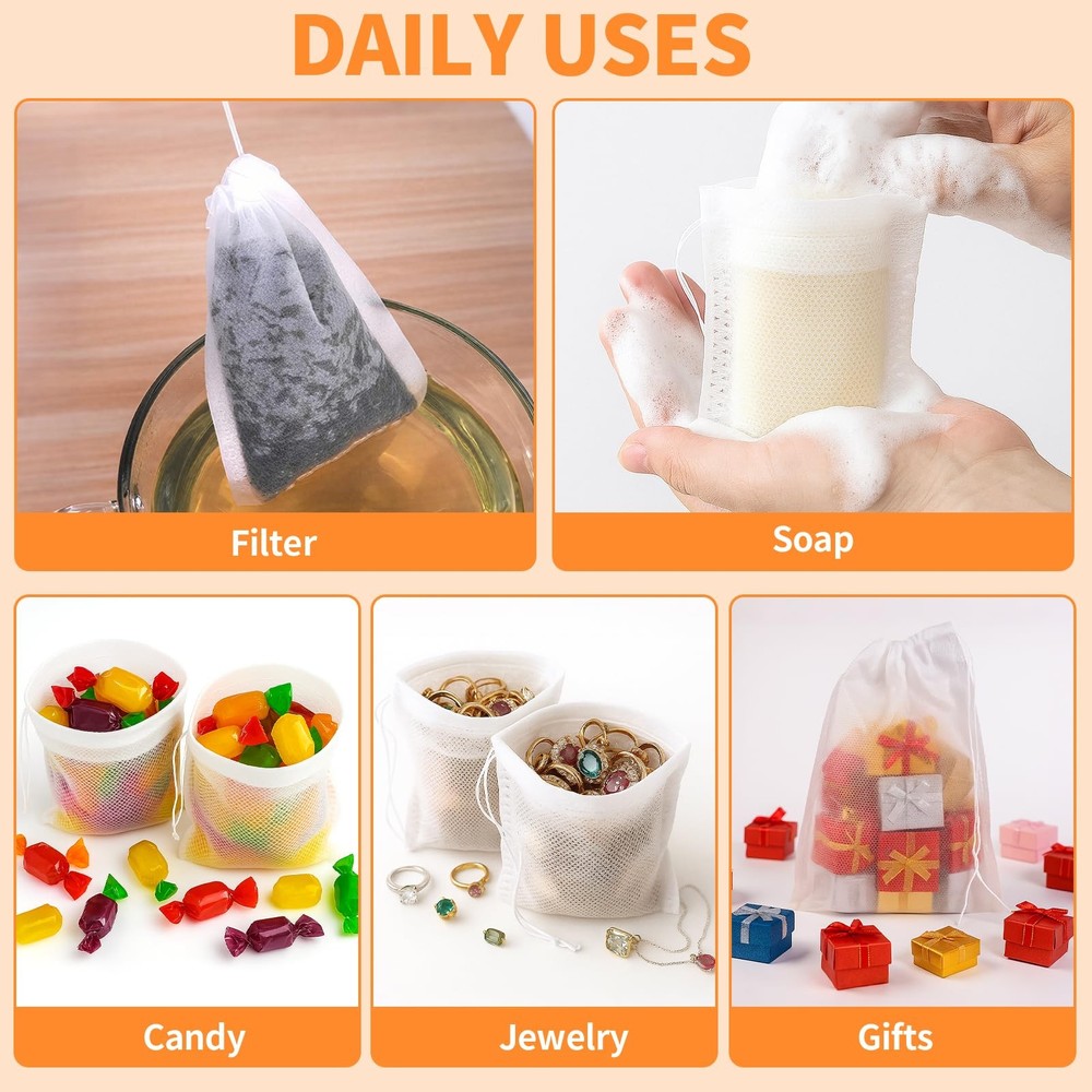 Disposable Drawstring Tea infusers Tea Filter Bags for Loose Tea Herbs 100Pcs...