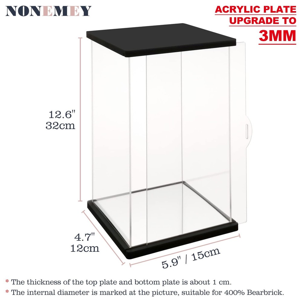Display Case Remote Control Light Dustproof Clear Acrylic 6×4.7×12.6inch 400%