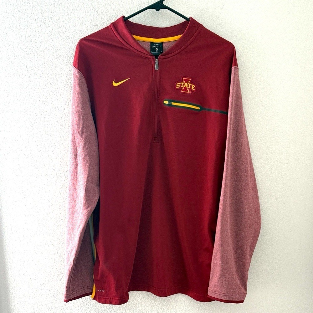 Nike Iowa State Maroon and Heather Red Quarter-Zip Pullover Size Extra Large