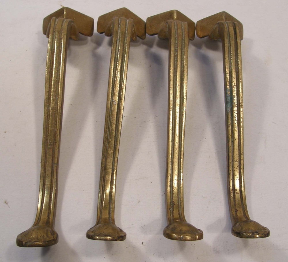 SET 4 VINTAGE CAST SOLID BRASS 8.5" CABRIOLE LEGS FOR FOOTSTOOL