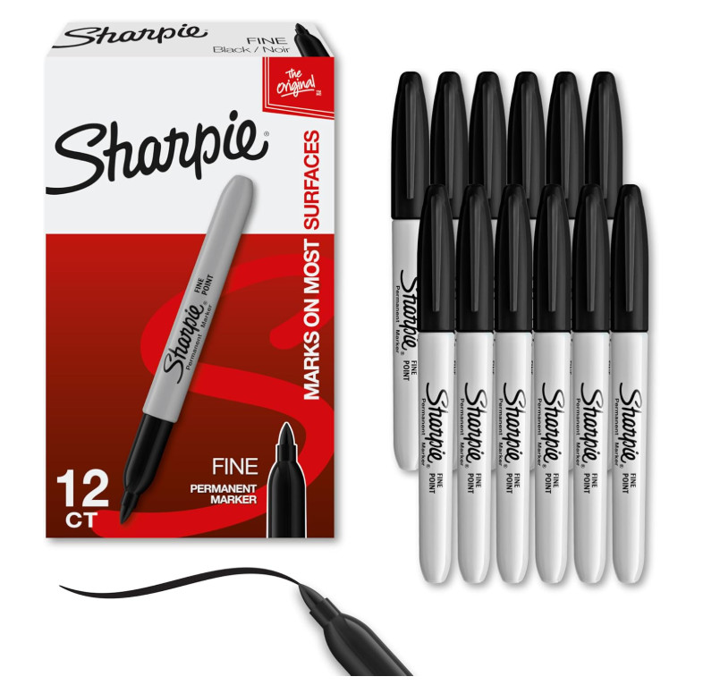 Sharpie Fine Tip Permanent Markers Black 12 Pack Quick Drying Fade Resistant