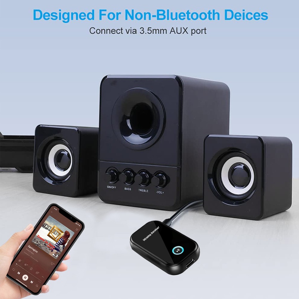 Bluetooth Transmitter Receiver Wireless Adapter 3.5mm Aux For Car Stereo Speaker