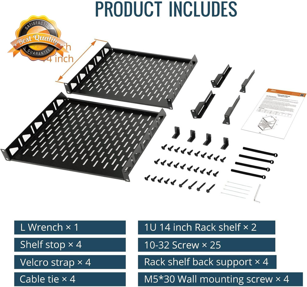12U Open Frame Network Rack 19 Inch AV IT Floor Wall Mount Shelf Kit