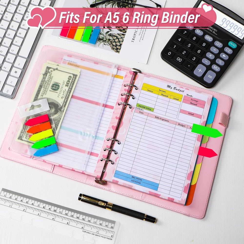 Toplive 7 Pack A5 Planner Inserts Monthly Weekly Refills 7 Pack, Pink