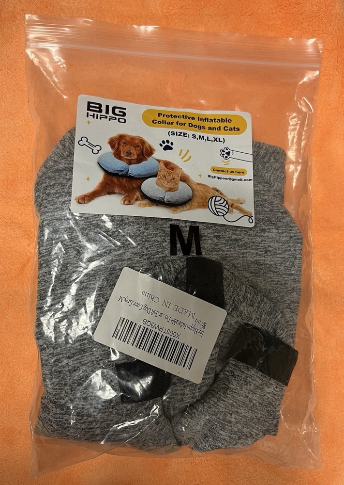 Protective Inflatable Collar For Dogs And Cats ~ Size M/Grey