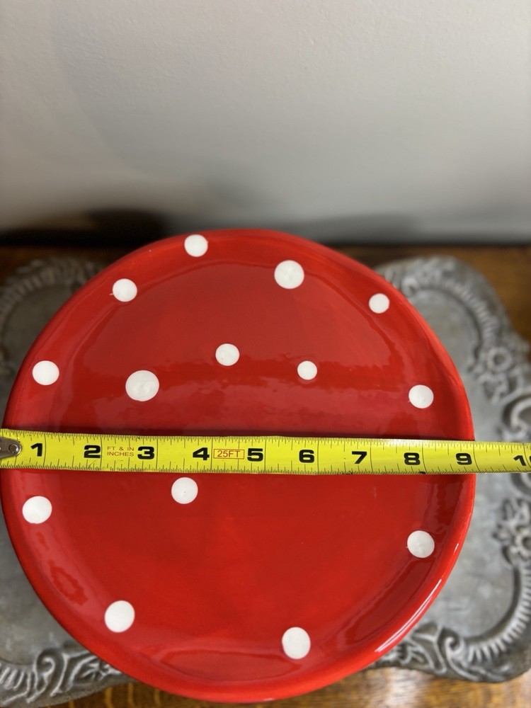 Ceramic Mushroom Cake Plate Table Decor Red/white