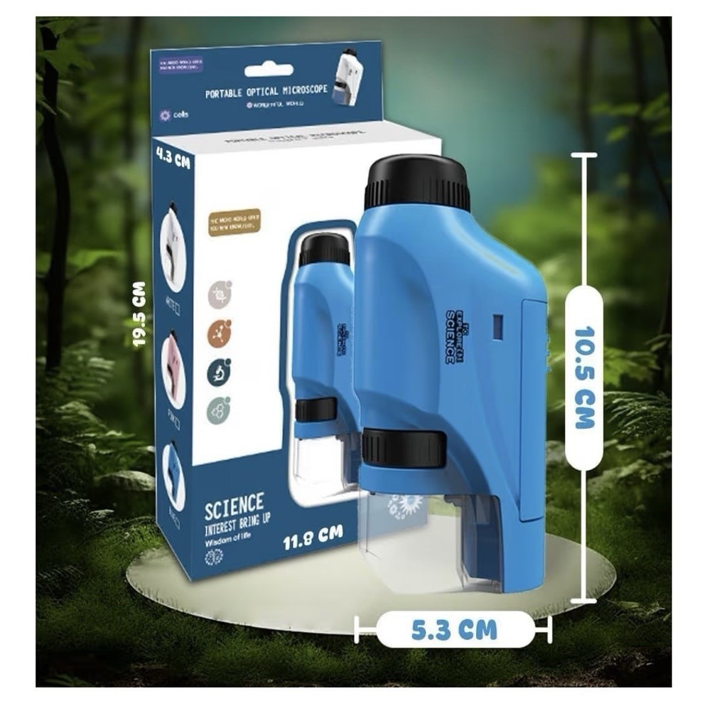Pocket Microscope Kit 60-120X Handheld Microscope with LED Light for Kids - BLUE