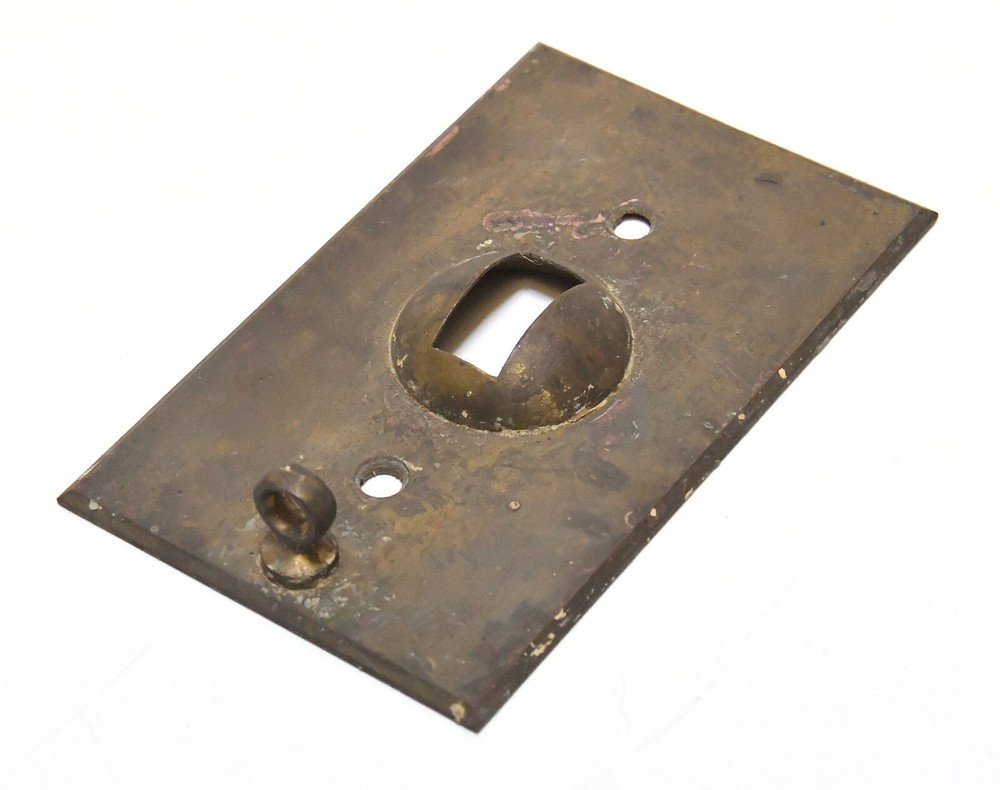 VINTAGE DOMED BRASS COVER SWITCH PLATE