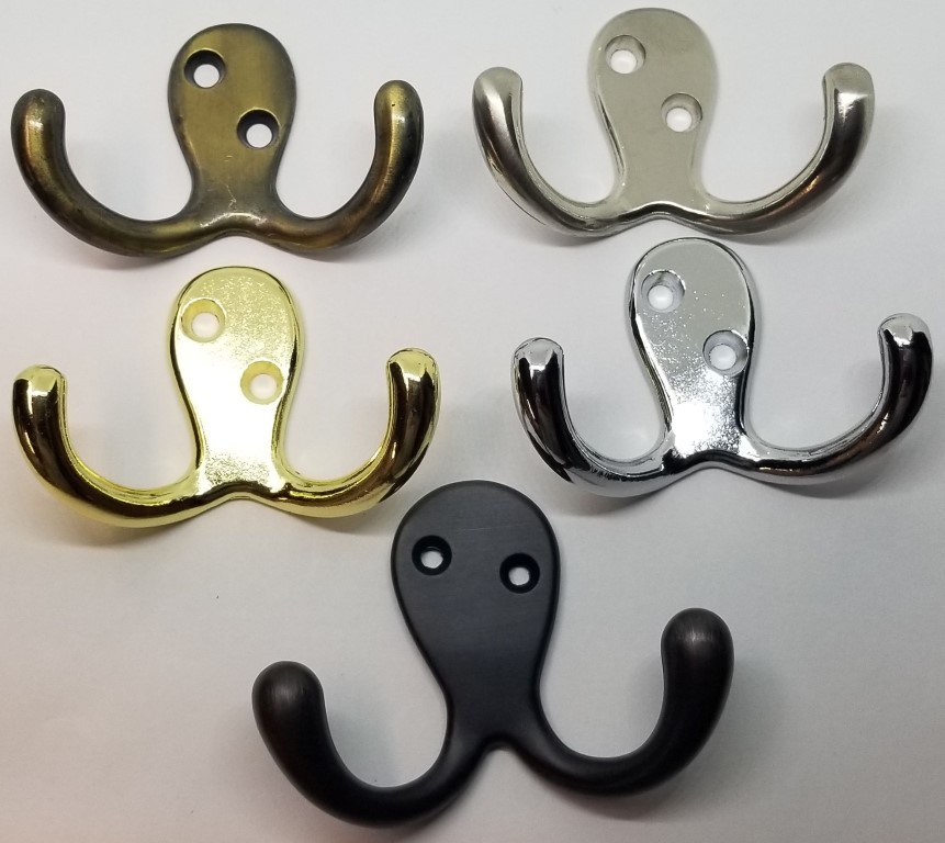 POLISHED BRASS Double Hook coat hat jacket wall vintage rustic octopus aluminum