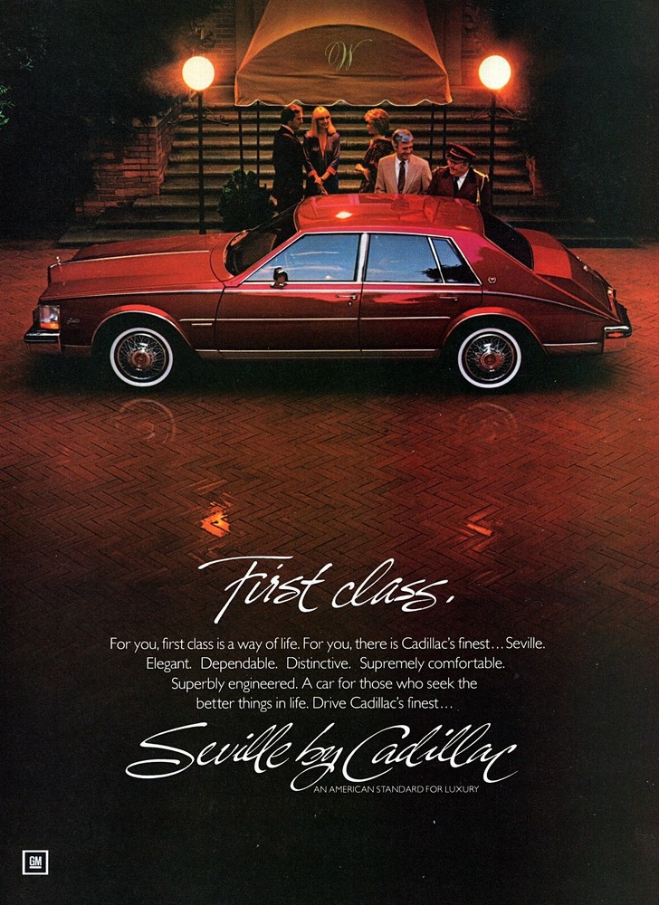 1982 Cadillac Seville "First Class" Original Color Print Ad