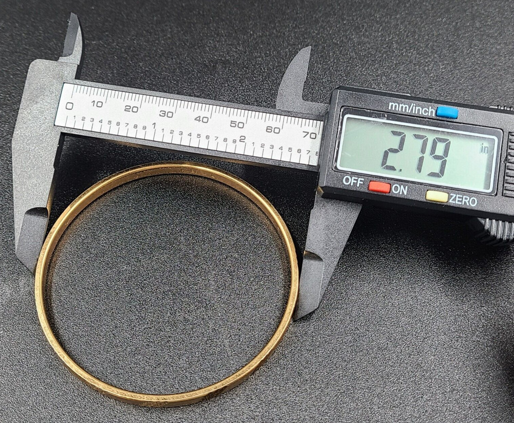 Monet Gold Tone Bangle Bracelet Etched Design Signed