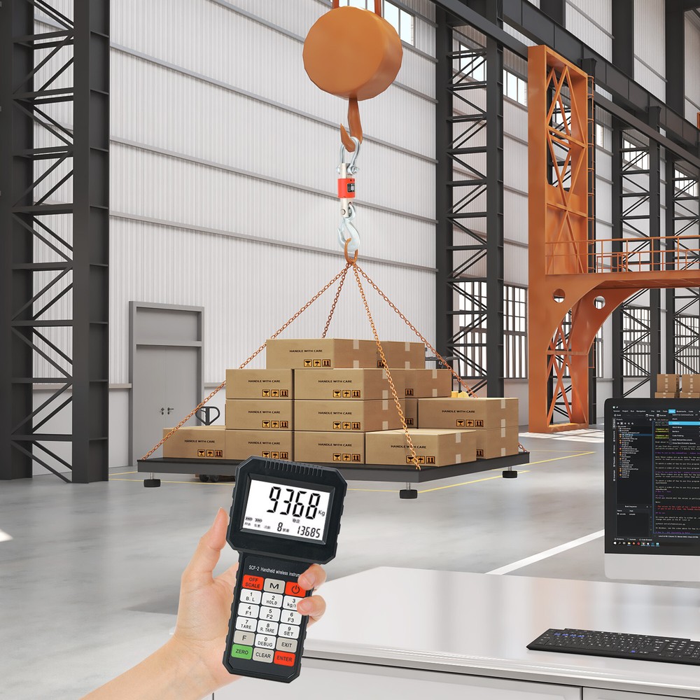 Wireless Remote Digital Electronic Hanging Crane Scale with Handheld Meter 10T