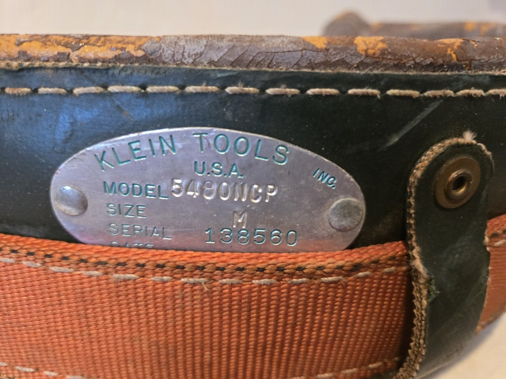 Klein Tools Vintage Lineman Climbing Belt Size Medium Model 5480 NCP