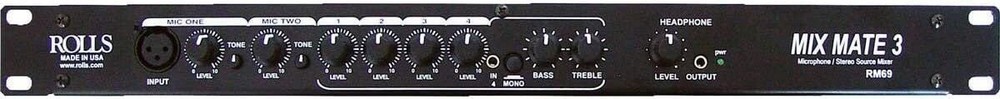 Rolls RM69 MixMate 3 Mic/Source Mixer , Black