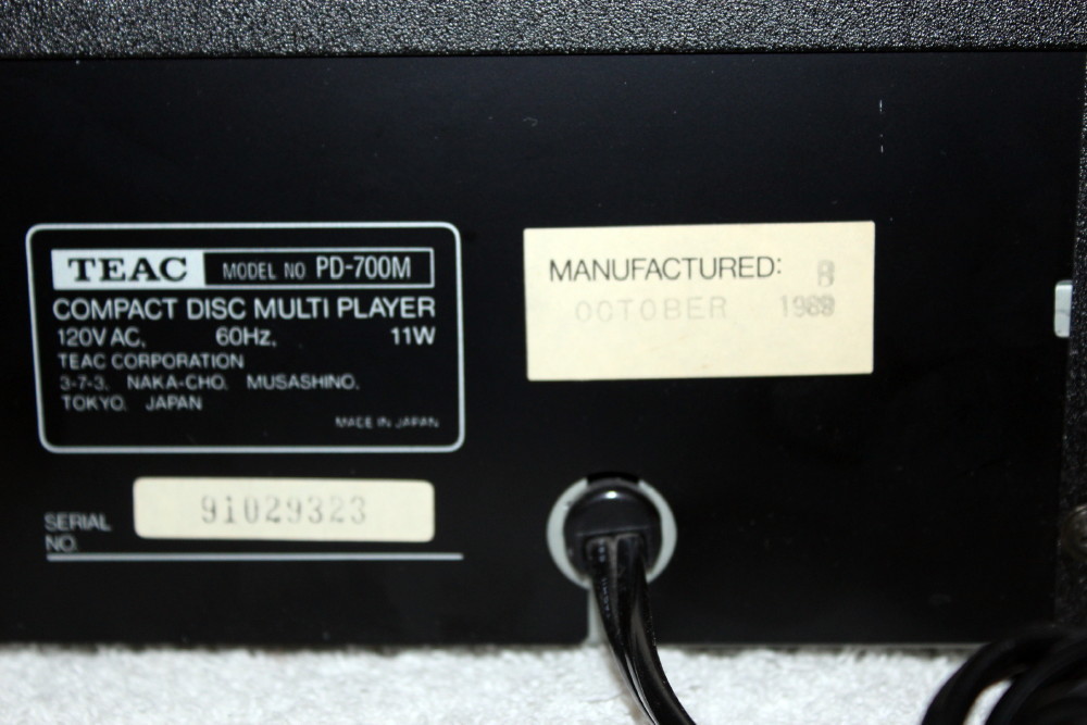 Teac PD-700M Multi Compact Disc Player ~ 6 Disc Magazine ~ No Remote