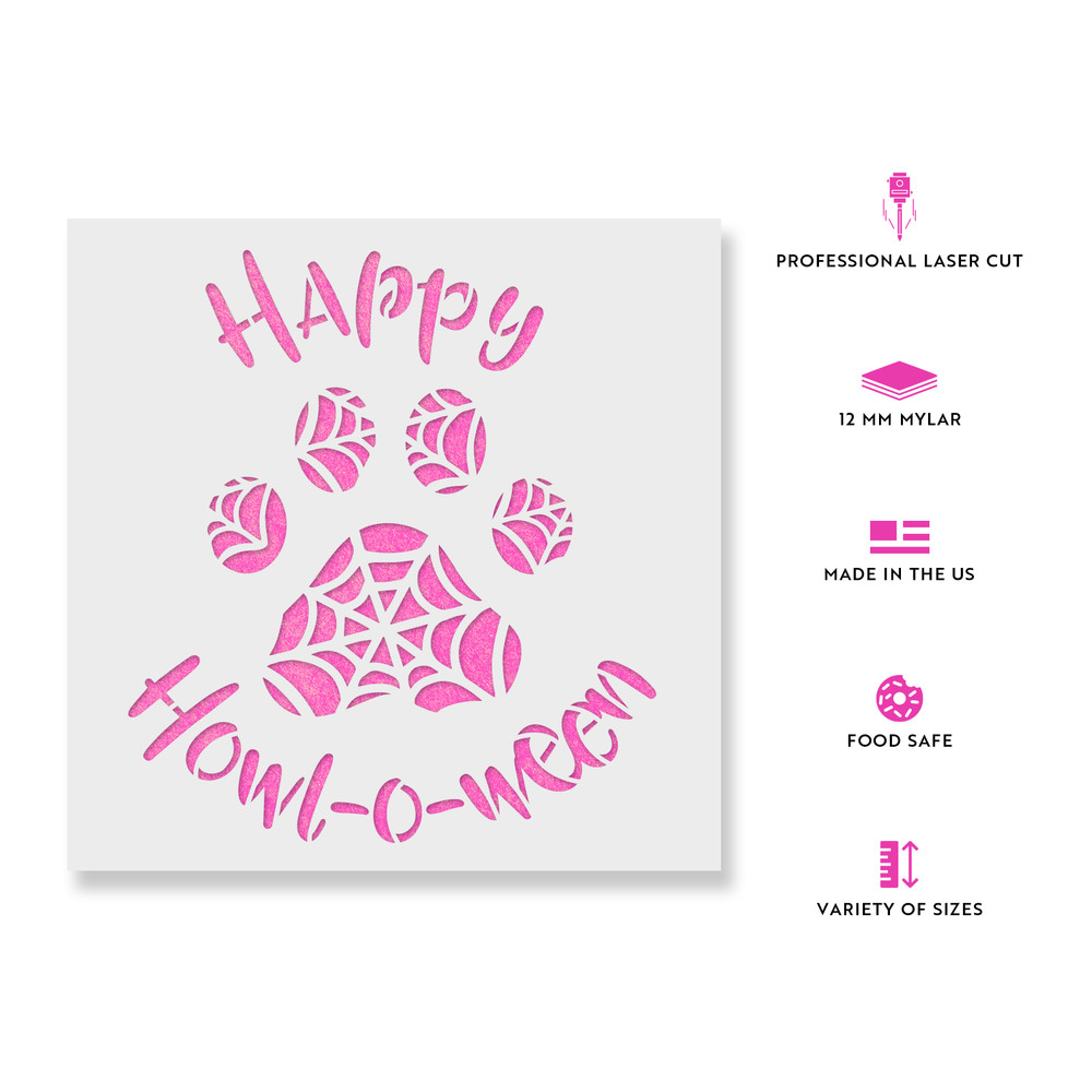 Paw Print Halloween Stencil - Reusable Stencils for DIY Projects