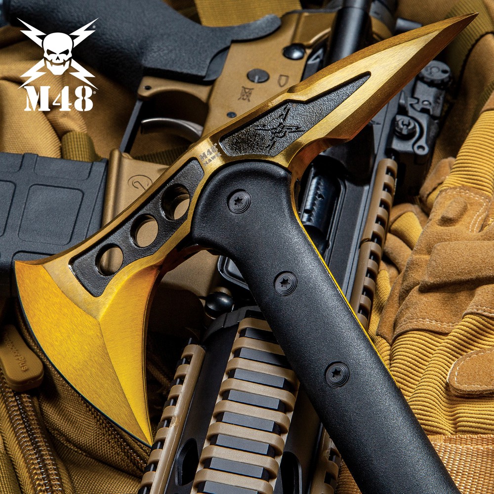 M48 Tomahawk Gold Survival Tactical Throwing Axe with Sheath