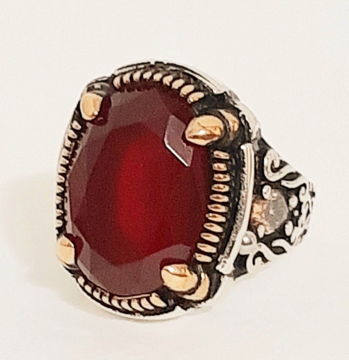 925 SILVER RING Men Solitaire Spinel Ring Sterling Man $