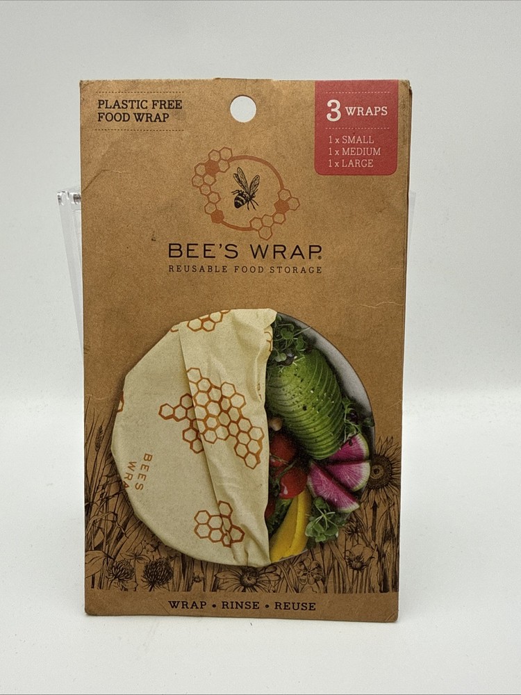 Bee's Wrap Reusable Food Storage Bee's and Bears Print -New 2 Pack Small Medium