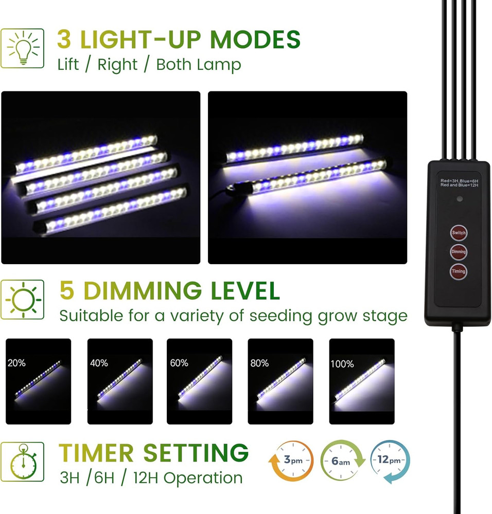 80 Cell Seed Starter Tray with Grow Light, 2 Pack Smart Timer Seed Starter Kit w