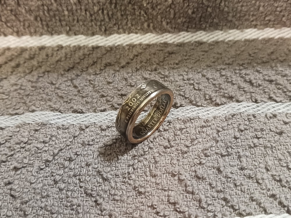 Ohio Handcrafted Washington Quarters coin ring, size 7 2002