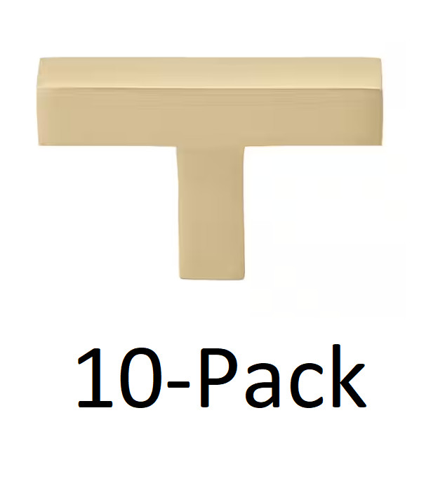 *10-PACK* GLIDERITE 2 in. Champagne Gold Finish Solid Square Cabinet Knob