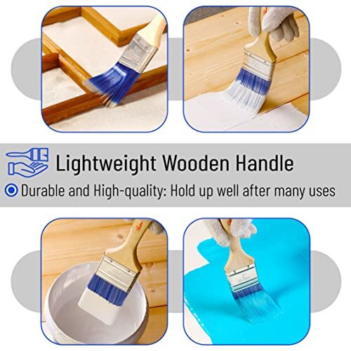 Bates Paint Brushes - 4 Pack, 4 Pack, 1.5", 2", 2.5", 3" Wood Handle Angle/Flat